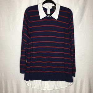 Torrid stripe 2fer pullover sweater navy red R18